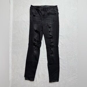American Eagle Outfitters Black Distressed Hi-Rise Jeggings